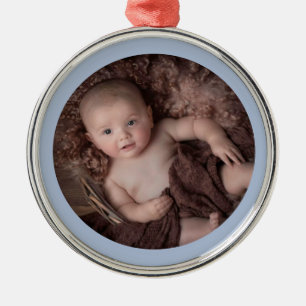Light Blue Border Baby's 1st Christmas  (Boy)  Metal Tree Decoration