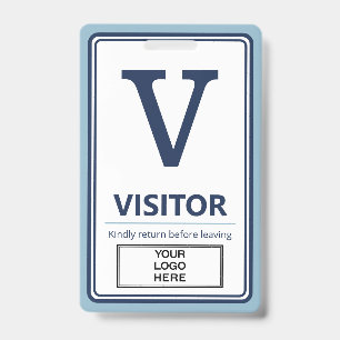 Light Blue Border Business Logo Visitor ID Badge