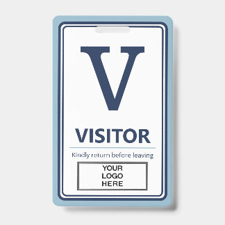 Light Blue Border Business Logo Visitor ID Badge