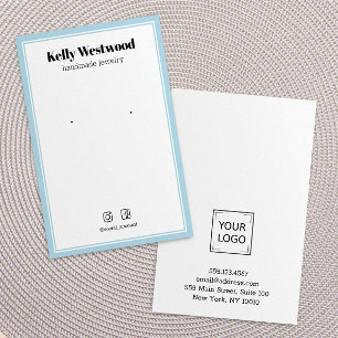 LIGHT BLUE BORDER EARRING DISPLAY LOGO SOCIAL ICON BUSINESS CARD