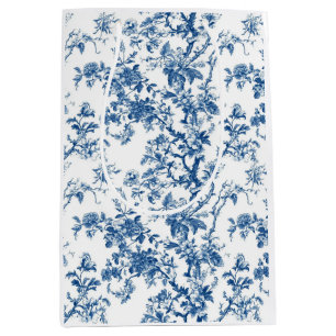 Light Blue Botanical Toile Garden Party Gift Bag