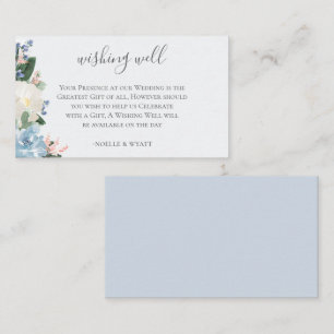 Light Blue Botanical Wedding Wishing Well Enclosure Card