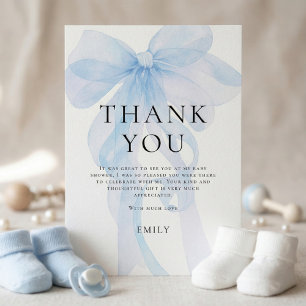 Light Blue Bow Baby Shower Thank You Card