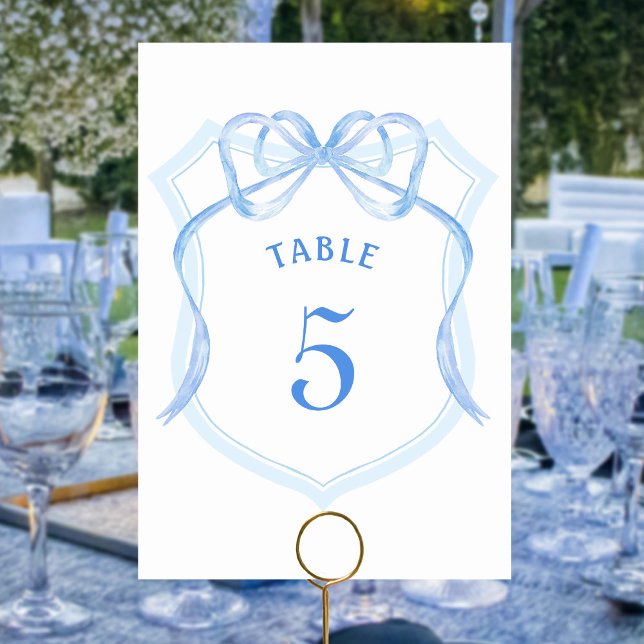 Light Blue Bow Crest Table Number (Creator Uploaded)