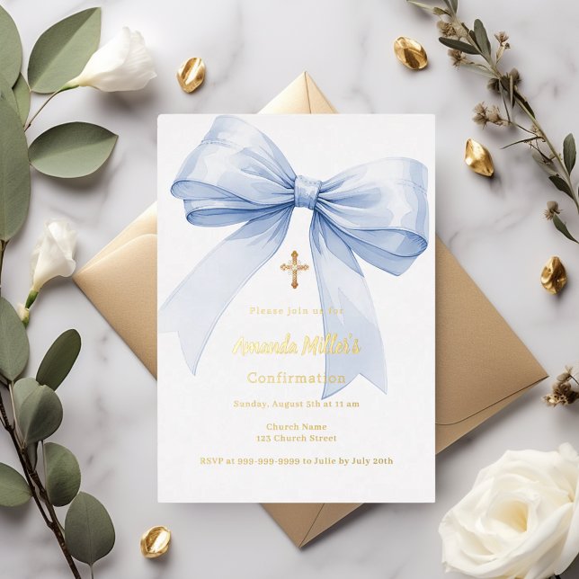 Light blue bow girl Confirmation gold foil (Creator Uploaded)