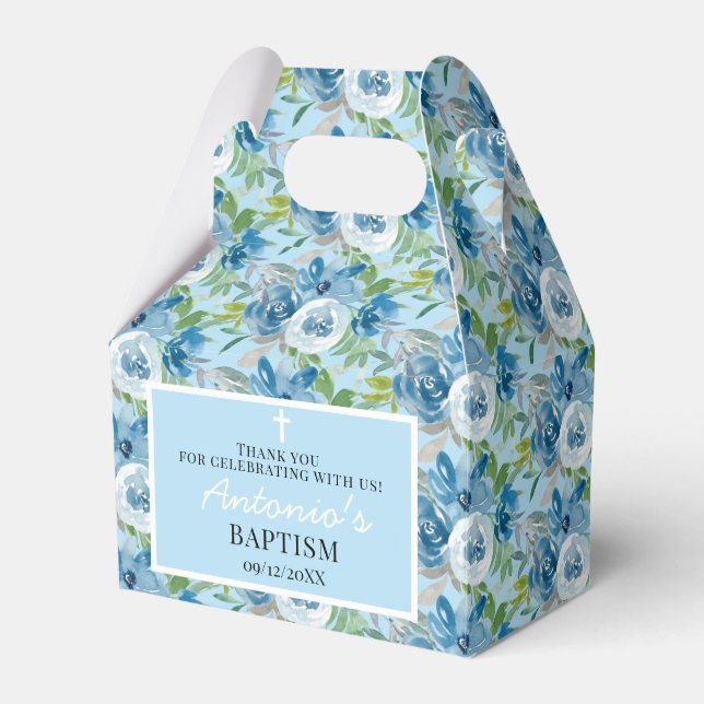 Light Blue Boy Baptism Favour Box (Front Side)
