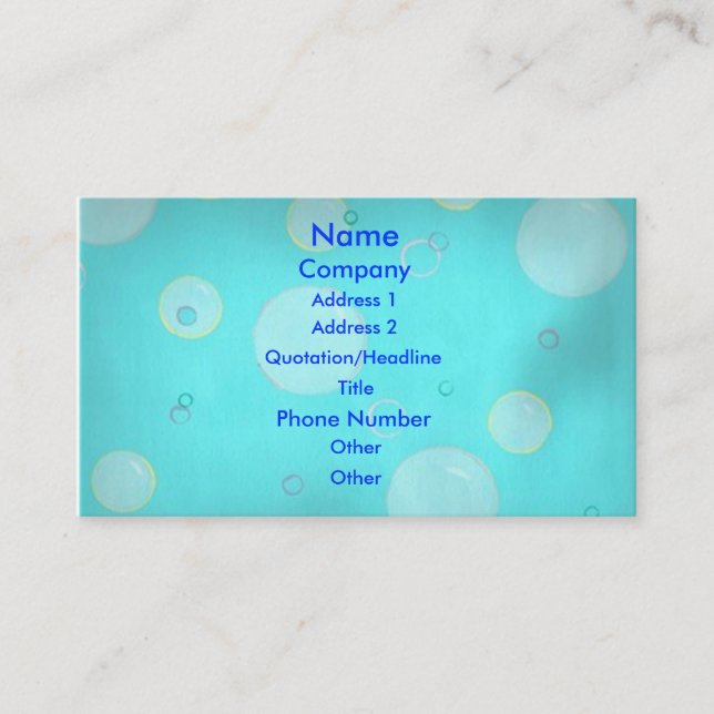 Light blue bubbles and  circles Business Cards (Front)