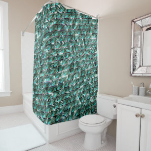 Light blue, bubbles upon grid or brick effect? shower curtain