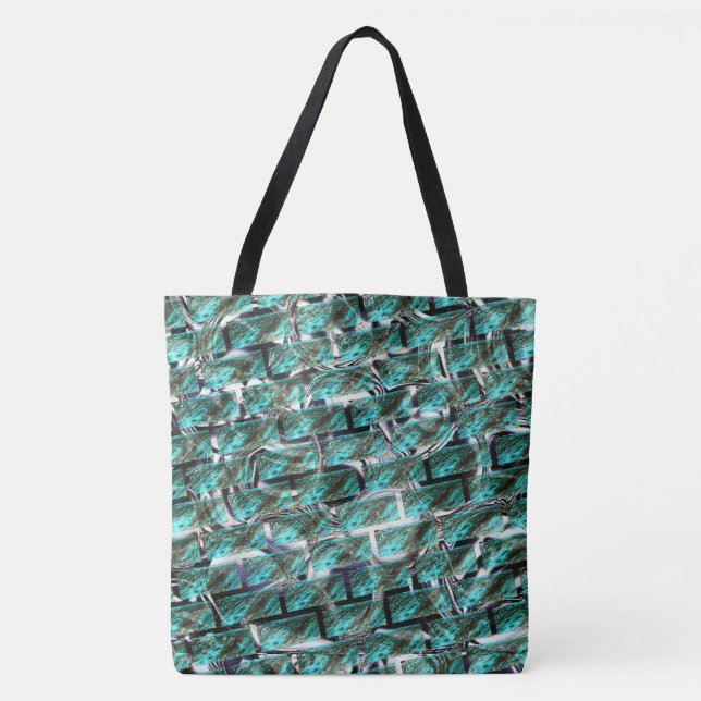 Light blue, bubbles upon grid or brick effect? tote bag (Front)