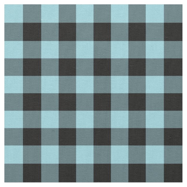 Light Blue Buffalo Check Plaid Fabric (Close Up)