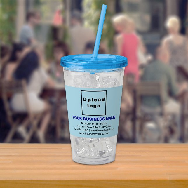Light Blue Business Brand on Acrylic Tumbler (Acrylic tumbler with your business brand in light blue)