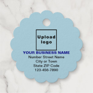 Light Blue Business Brand on Scalloped Round Shape Favour Tags