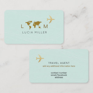 Light-Blue Business Card for a Travel Agent