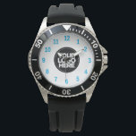 Light Blue | Business Logo Simple Professional Watch<br><div class="desc">Create your own Business Logo Light blue Simple Professional Watch! Add your company logo,  photo or any image. A clean and modern design in black and white colour,  fully customisable,  for a clear and stylish look.</div>