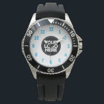 Light Blue | Business Logo Simple Professional Watch<br><div class="desc">Create your own Business Logo Light blue Simple Professional Watch! Add your company logo,  photo or any image. A clean and modern design in black and white colour,  fully customisable,  for a clear and stylish look.</div>
