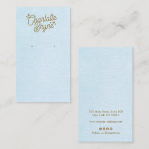 Light Blue Calligraphy Script Earring  Business  Card