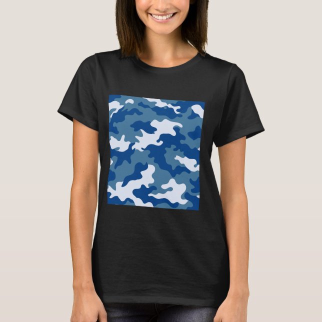 Light Blue Camouflage Art Pretty Pattern Camo T-Shirt (Front)