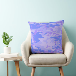 Light Blue Camouflage Pattern Cushion