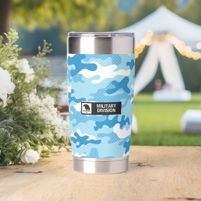 Light Blue Camouflage Pattern Insulated Tumbler (Wedding (Rotated))