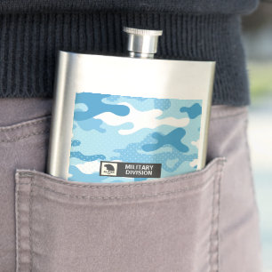 Light Blue Camouflage Pattern Military  Hip Flask