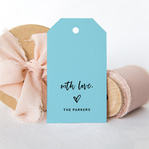 Light Blue   Casual Script and Heart With Love Gift Tags
