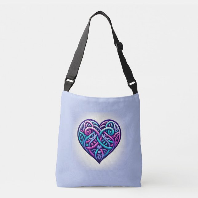Light Blue Celtic Heart Crossbody Bag (Front)