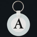 Light Blue Chevron Monogram Key Ring<br><div class="desc">Easy Template to make any letter you want. Light Blue Chevron Monogram</div>