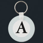 Light Blue Chevron Monogram Key Ring<br><div class="desc">Easy Template to make any letter you want. Light Blue Chevron Monogram</div>