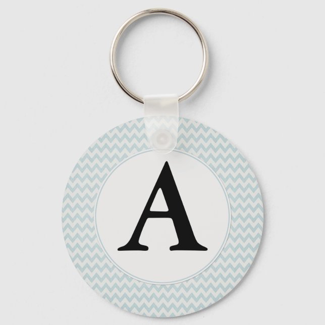 Light Blue Chevron Monogram Key Ring (Front)