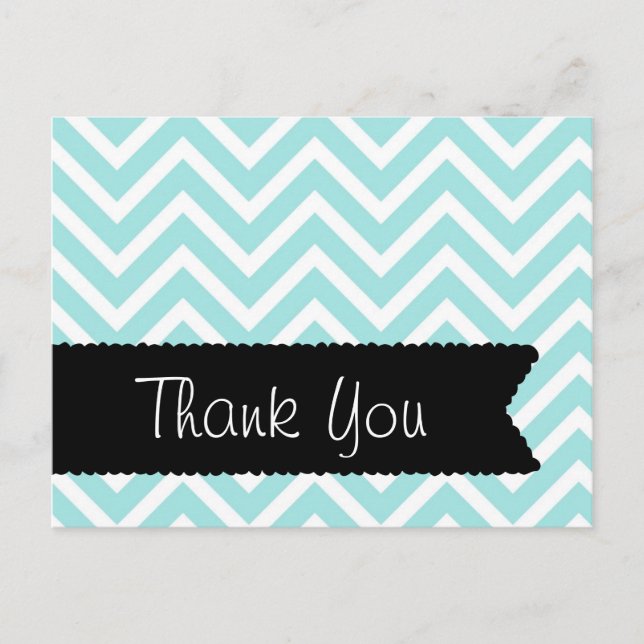 Light Blue Chevron Thank You Postcard (Front)