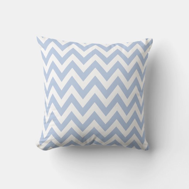Light Blue Chevron Zigzag Pattern Cushion (Front)