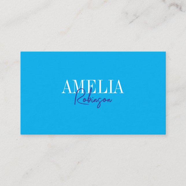 Light Blue Chic Contrast Stylish Business Card (Front)