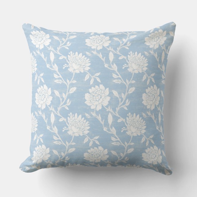 Light Blue Chinoiserie Throw Pillow (Front)
