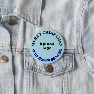 Light Blue Christmas Business Round Shape Button