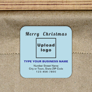 Light Blue Christmas Business Square Shape Sticker