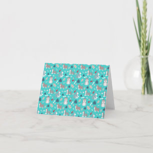 Light Blue Christmas Husky Dog Note Card