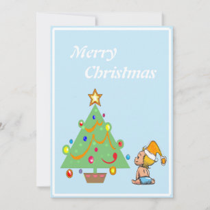 Light Blue Christmas Tree Card