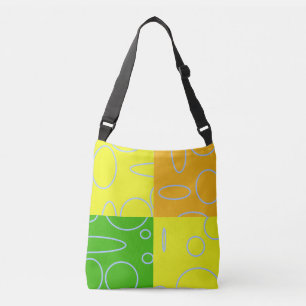 Light Blue Circles Loops Squares Crossbody Bag