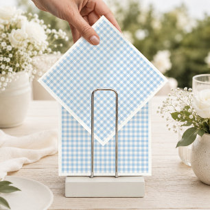 Light Blue Classic Gingham Baby Shower Napkin
