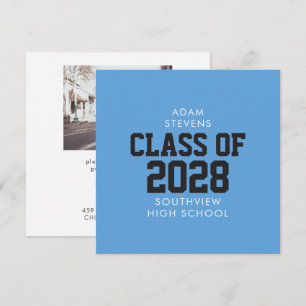 Light Blue Classic Varsity Graduate Party Invitation