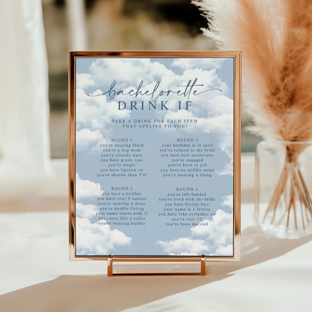 Light Blue Cloud Bachelorette Drink If Game Poster (Creator Uploaded)
