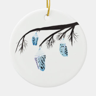 Light Blue Cocoons Ceramic Tree Decoration