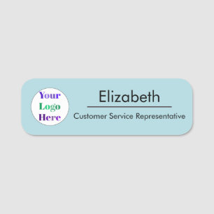 Light Blue Company Branded Your Logo Here Name Tag
