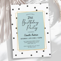 Light Blue Confetti Polka Dots 21st Birthday Party