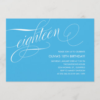 Light Blue Contemporary 18th Birthday Invitations