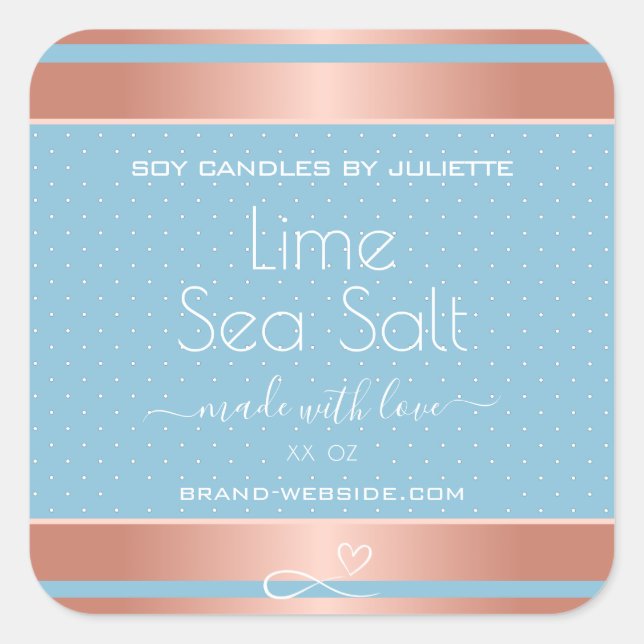 Light Blue Cool Rose Gold Effect Sea Salt Labels (Front)