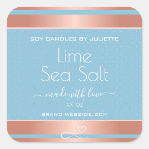 Light Blue Cool Rose Gold Effect Sea Salt Labels