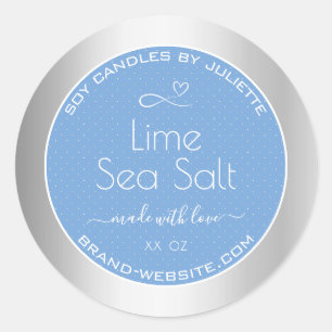 Light Blue Cool Silver Effect Lime Sea Salt Labels