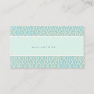 Light Blue Cross Damask Wedding Place Card