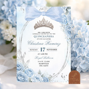 Light Blue Crown Quinceanera Invitation